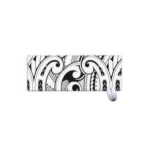 Black And White Maori Pattern Print Extended Mouse Pad