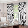 Black And White Maori Pattern Print Extra Wide Grommet Curtains