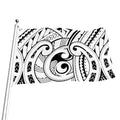 Black And White Maori Pattern Print Flag