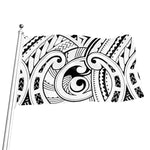 Black And White Maori Pattern Print Flag