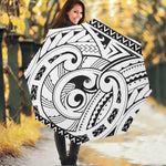 Black And White Maori Pattern Print Foldable Umbrella