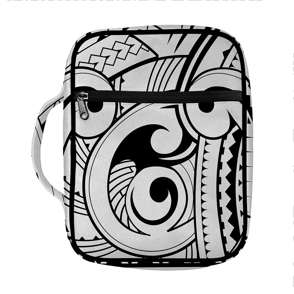 Black And White Maori Pattern Print Front Pocket Bible Bag