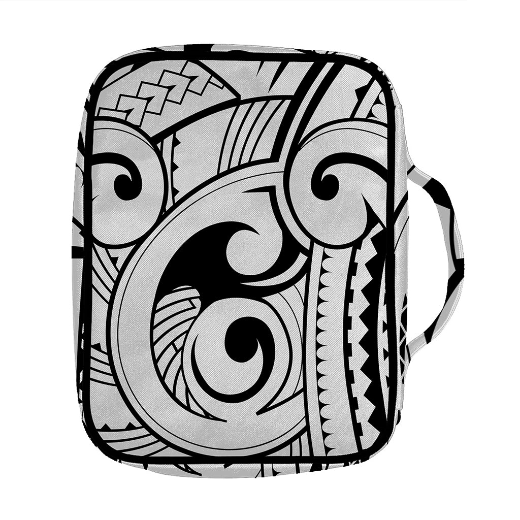 Black And White Maori Pattern Print Front Pocket Bible Bag