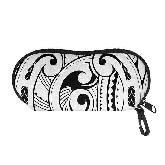 Black And White Maori Pattern Print Glasses Case