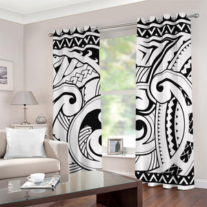 Black And White Maori Pattern Print Grommet Curtains