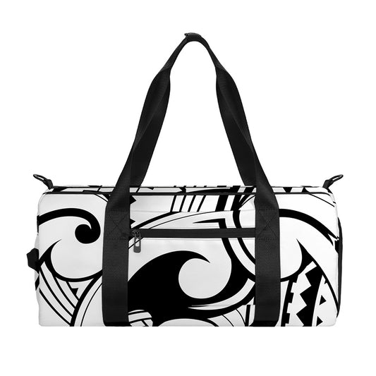 Black And White Maori Pattern Print Gym Bag
