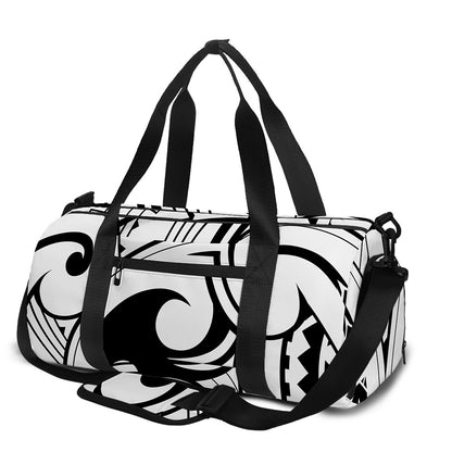 Black And White Maori Pattern Print Gym Bag