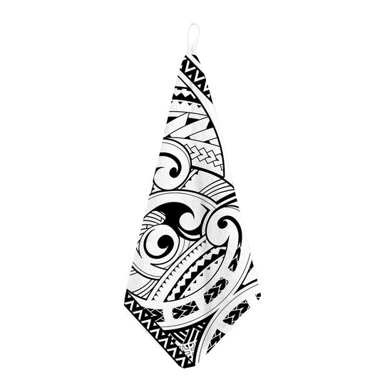 Black And White Maori Pattern Print Hand Towel