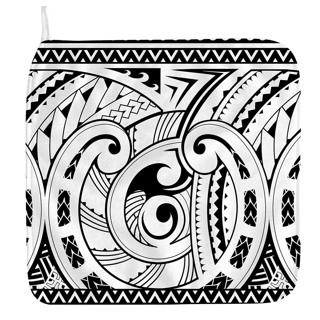 Black And White Maori Pattern Print Hand Towel