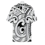 Black And White Maori Pattern Print Hawaiian Shirt