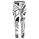 Black And White Maori Pattern Print High-Waisted Pocket Leggings