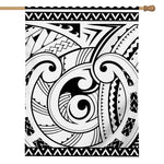 Black And White Maori Pattern Print House Flag