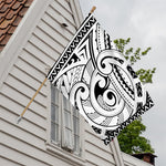 Black And White Maori Pattern Print House Flag
