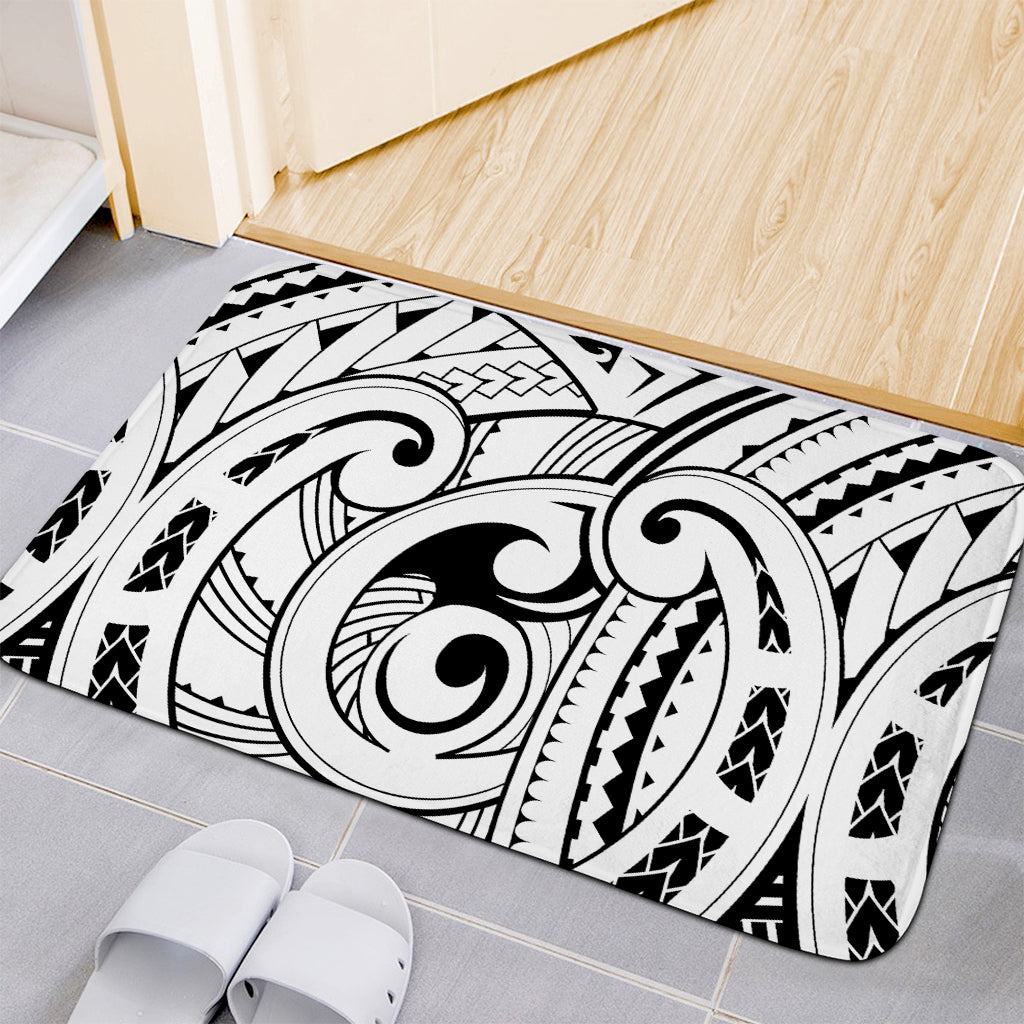 Black And White Maori Pattern Print Indoor Door Mat