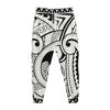 Black And White Maori Pattern Print Jogger Pants