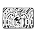 Black And White Maori Pattern Print Kitchen Mat