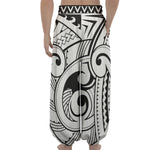 Black And White Maori Pattern Print Lantern Pants