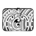 Black And White Maori Pattern Print Laptop Sleeve