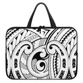 Black And White Maori Pattern Print Laptop Sleeve With Handle