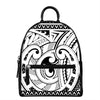 Black And White Maori Pattern Print Leather Backpack