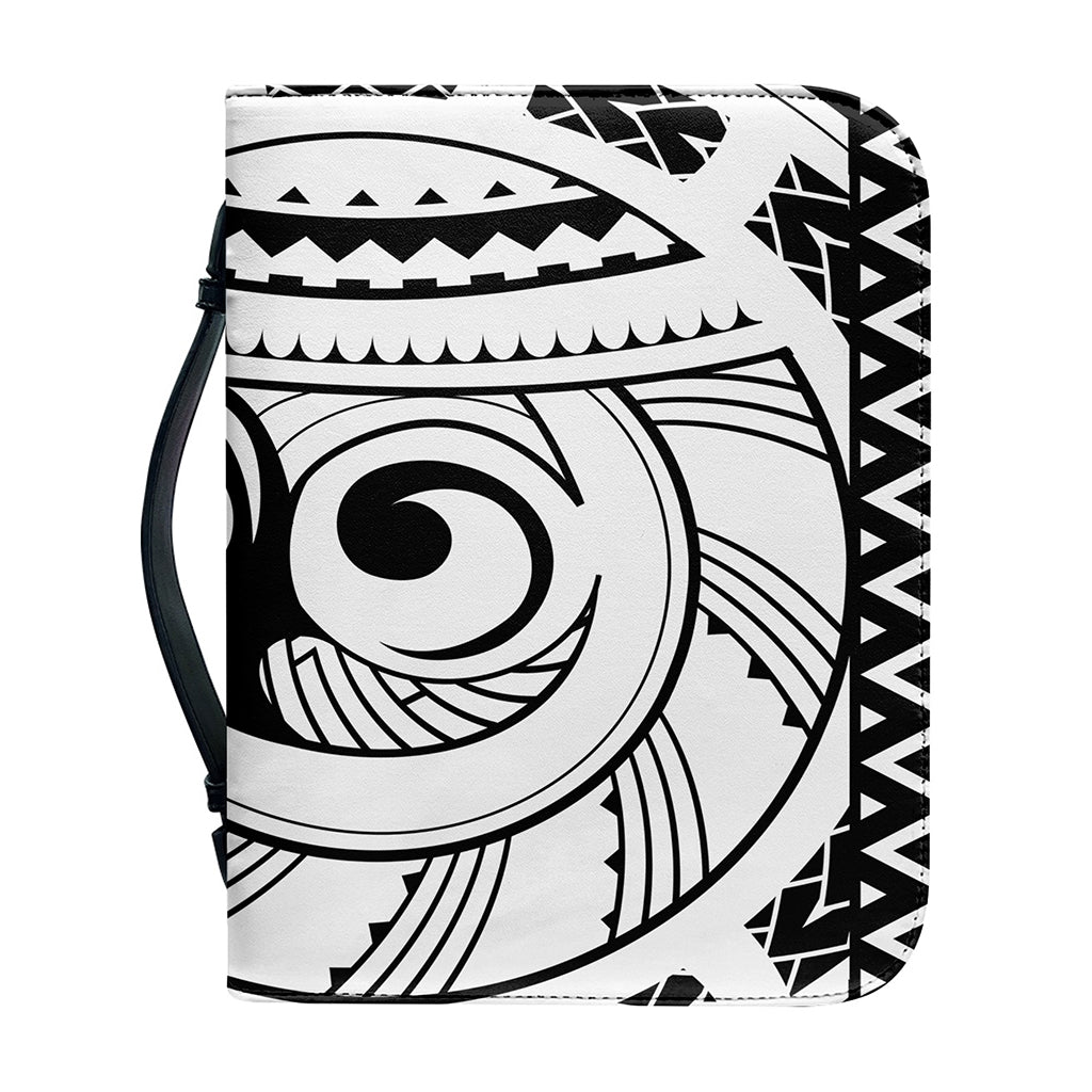 Black And White Maori Pattern Print Leather Bible Cover