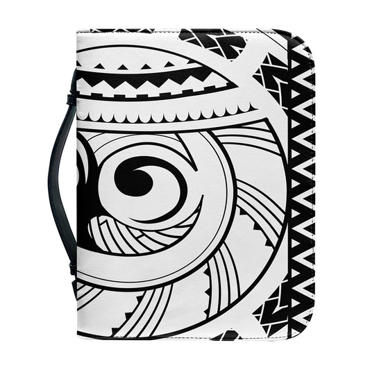 Black And White Maori Pattern Print Leather Bible Cover