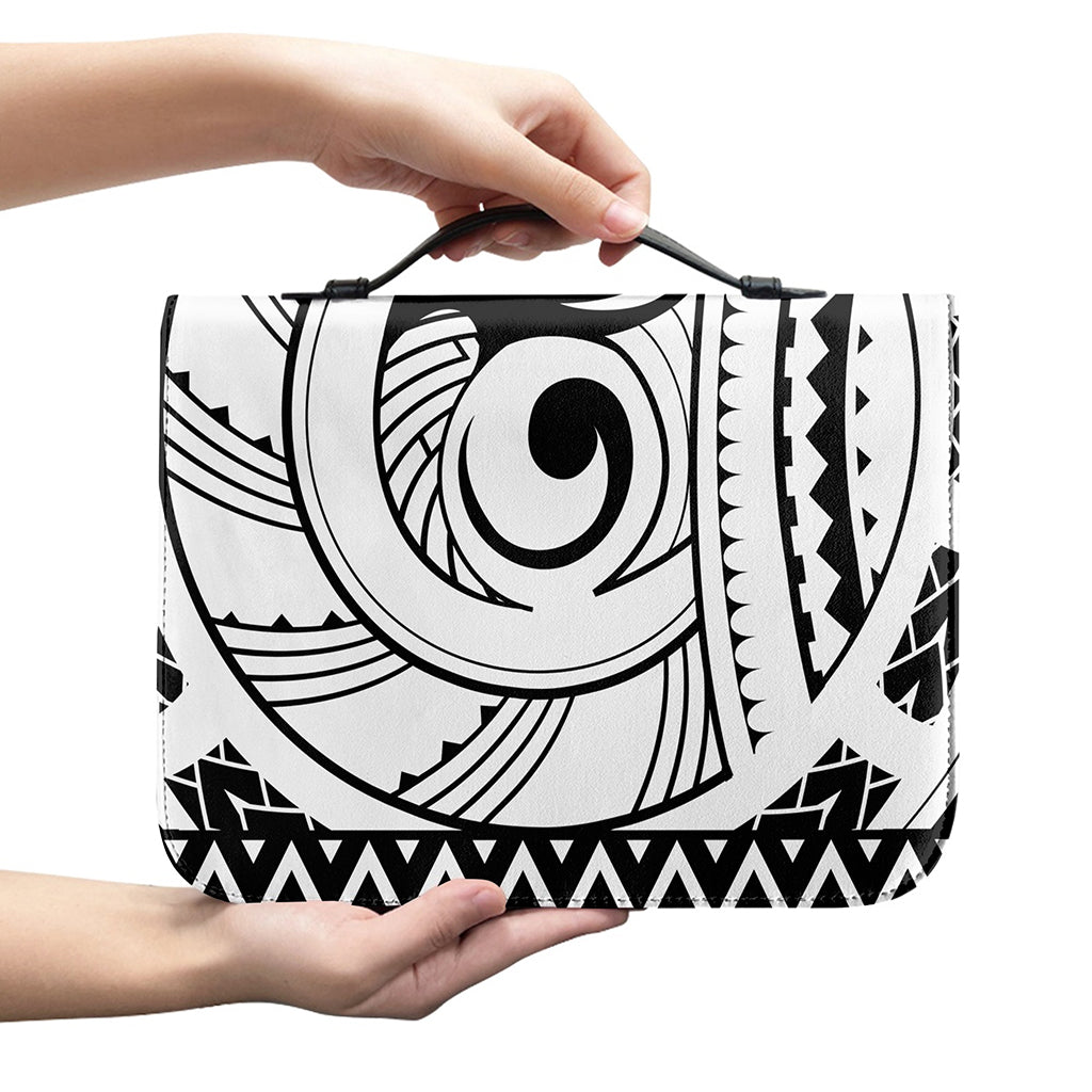 Black And White Maori Pattern Print Leather Bible Cover