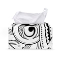 Black And White Maori Pattern Print Leather Tissue Box Cover