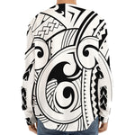 Black And White Maori Pattern Print Long Sleeve Baseball Jersey