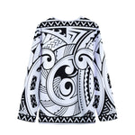 Black And White Maori Pattern Print Long Sleeve Short Coat