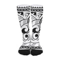 Black And White Maori Pattern Print Long Socks