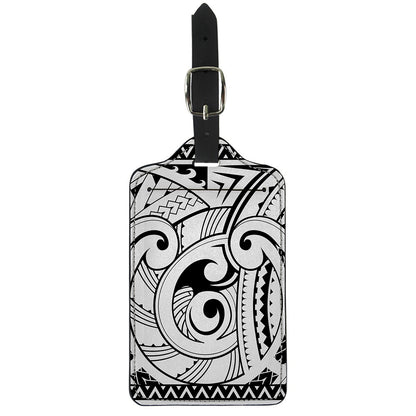 Black And White Maori Pattern Print Luggage Tag