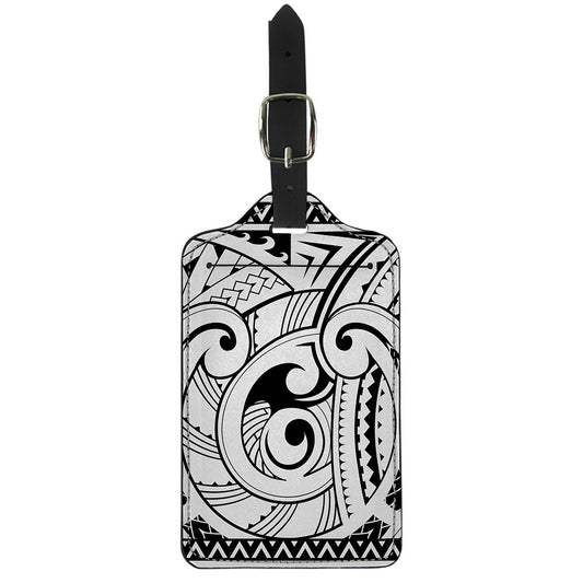 Black And White Maori Pattern Print Luggage Tag