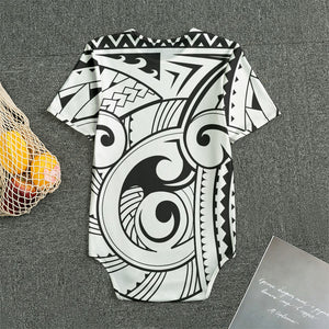 Black And White Maori Pattern Print Men's Bodysuit