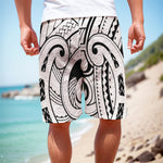 Black And White Maori Pattern Print Men's Cargo Shorts