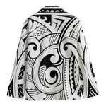 Black And White Maori Pattern Print Men's Cotton Blazer