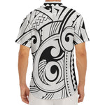 Black And White Maori Pattern Print Men's Deep V-Neck Shirt