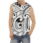 Black And White Maori Pattern Print Men's Fitness Tank Top