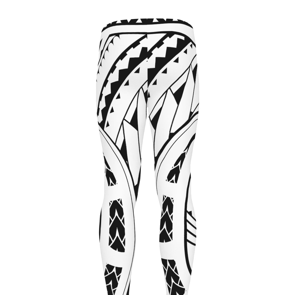 Black And White Maori Pattern Print Men's leggings