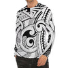 Black And White Maori Pattern Print Men's Long Sleeve Rash Guard