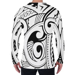 Black And White Maori Pattern Print Men's Long Sleeve T-Shirt