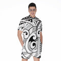 Black And White Maori Pattern Print Men's Romper