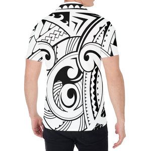 Black And White Maori Pattern Print Men's Shirt