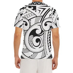 Black And White Maori Pattern Print Men's Short Sleeve Rash Guard