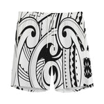 Black And White Maori Pattern Print Men's Sports Shorts