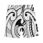 Black And White Maori Pattern Print Men's Sports Shorts