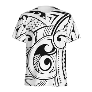 Black And White Maori Pattern Print Men's Sports T-Shirt