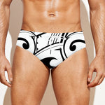 Black And White Maori Pattern Print Men's Swim Briefs