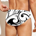 Black And White Maori Pattern Print Men's Swim Briefs