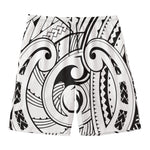 Black And White Maori Pattern Print Men's Swim Trunks